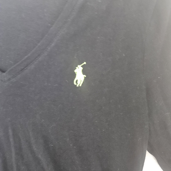 Ralph Lauren Black V-Neck Shirt with Green Logo - Picture 2 of 3